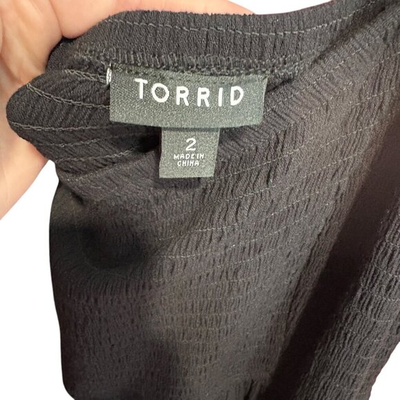 Torrid Black Crepe Smocked Sleeveless Midi Dress Women's Plus Size 2X - Picture 5 of 7